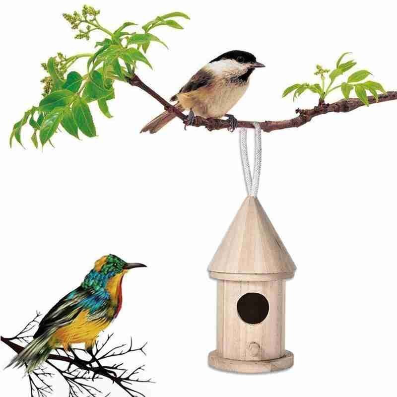 Creative Wooden Bird House With Hanging Rope Home Gardening Decoration Hot Types Wall-mounted Small Solid 5 Nest Diy Wood B Y9p3 - 5