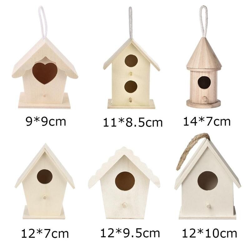 Creative Wooden Bird House With Hanging Rope Home Gardening Decoration Hot Types Wall-mounted Small Solid 5 Nest Diy Wood B Y9p3 - 6