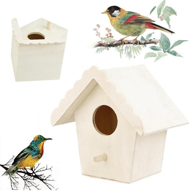 Creative Wooden Bird House With Hanging Rope Home Gardening Decoration Hot Types Wall-mounted Small Solid 5 Nest Diy Wood B Y9p3 - 3