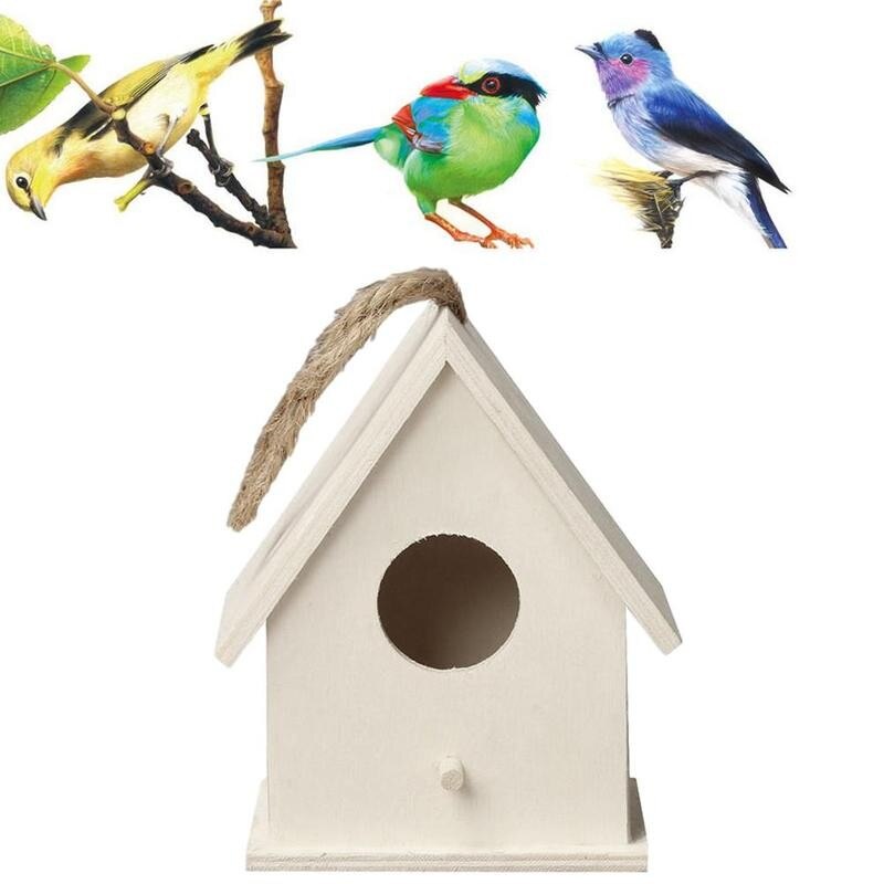Creative Wooden Bird House With Hanging Rope Home Gardening Decoration Hot Types Wall-mounted Small Solid 5 Nest Diy Wood B Y9p3 - 4