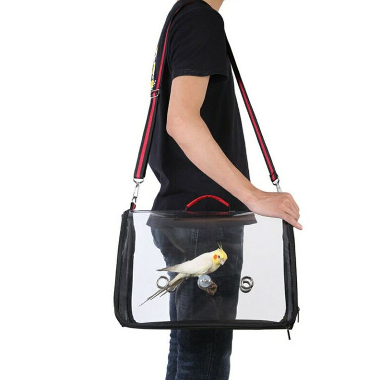 Portable Bird Cage Travel Carrier With Perch For Parrots Canaries