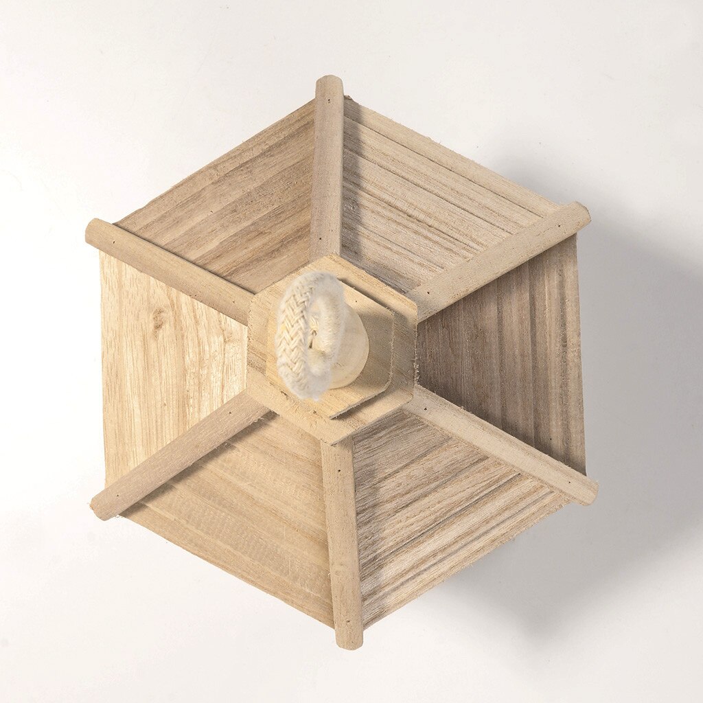 Vintage Wooden Bird Feeder House Birdhouse Hanging Nest With Loop Home Garden Yard Outdoor Pet Decors Hexagon Shaped - 4