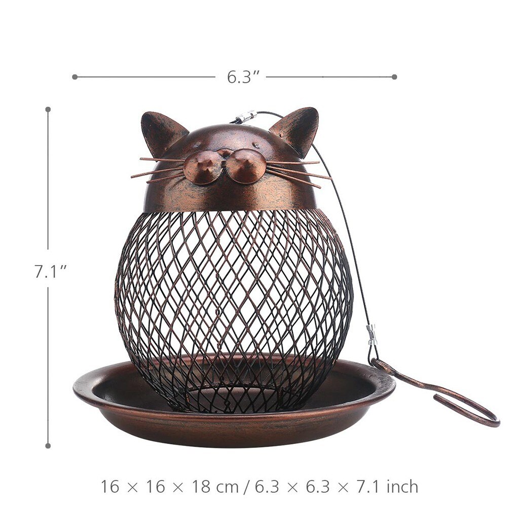 Cat Shaped Bird Feeder Vintage Handmade Outdoor Decor Villa Garden Decoration Hanging Yl5 - 6