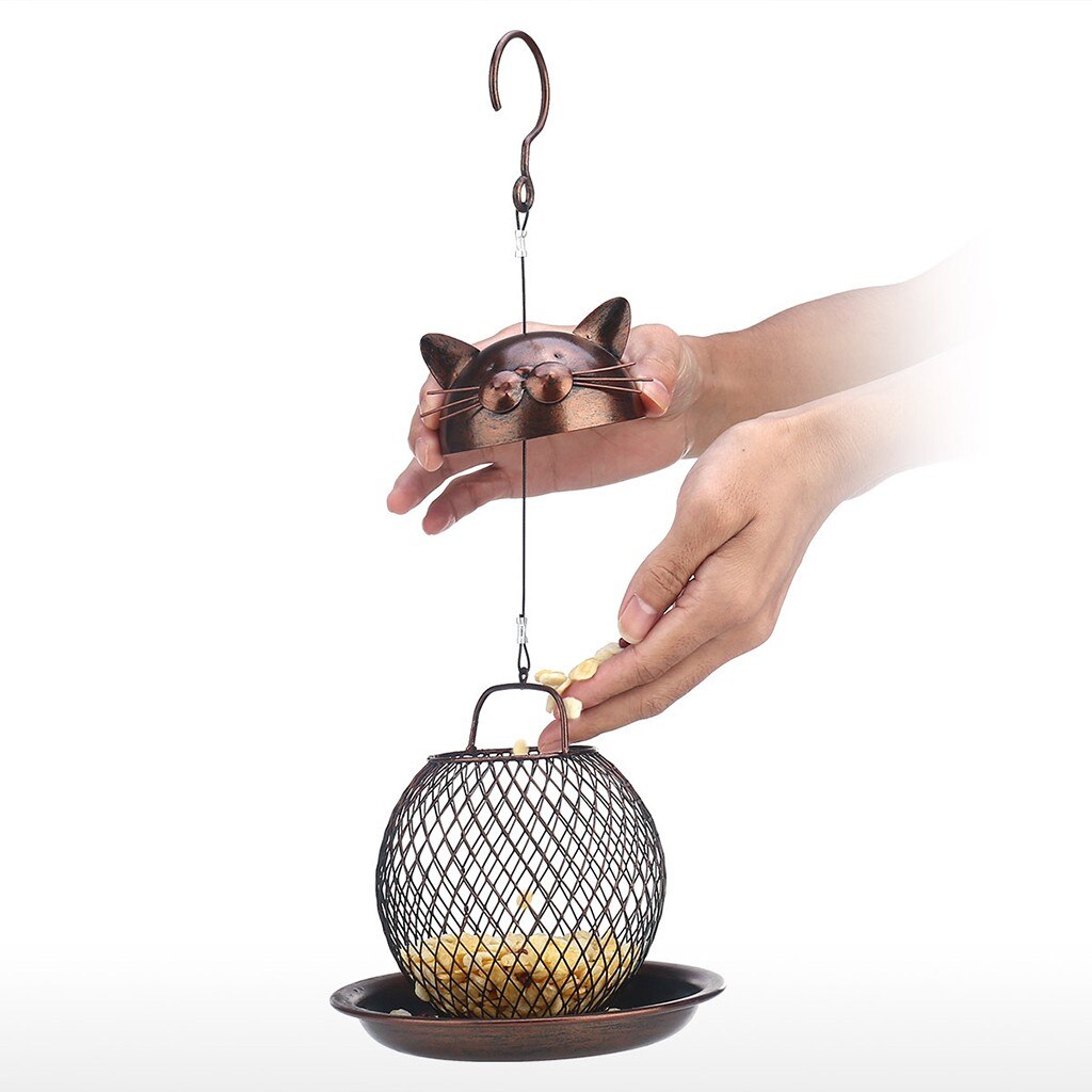 Cat Shaped Bird Feeder Vintage Handmade Outdoor Decor Villa Garden Decoration Hanging Yl5 - 5