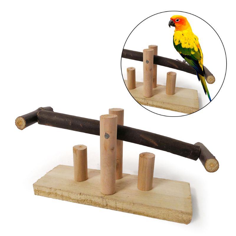 Parrot Engaging Wooden Seesaw Swing Durable Bird Perch Stand Bar Parakeet Bite Toy Rocking Chair K1mf - 3