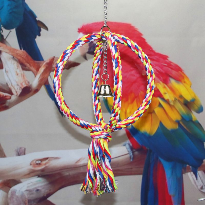 Parrot Swing Perch Colorful Cotton Rope Spiral For Climbing Chewing Bird Stand Bar Pxpc - 6