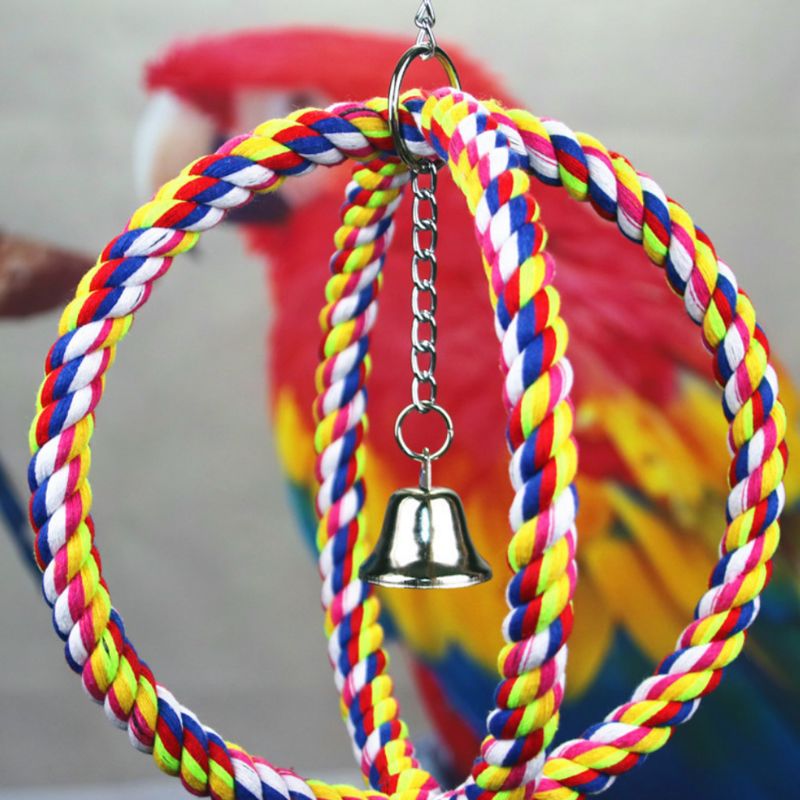 Parrot Swing Perch Colorful Cotton Rope Spiral For Climbing Chewing Bird Stand Bar Pxpc - 4