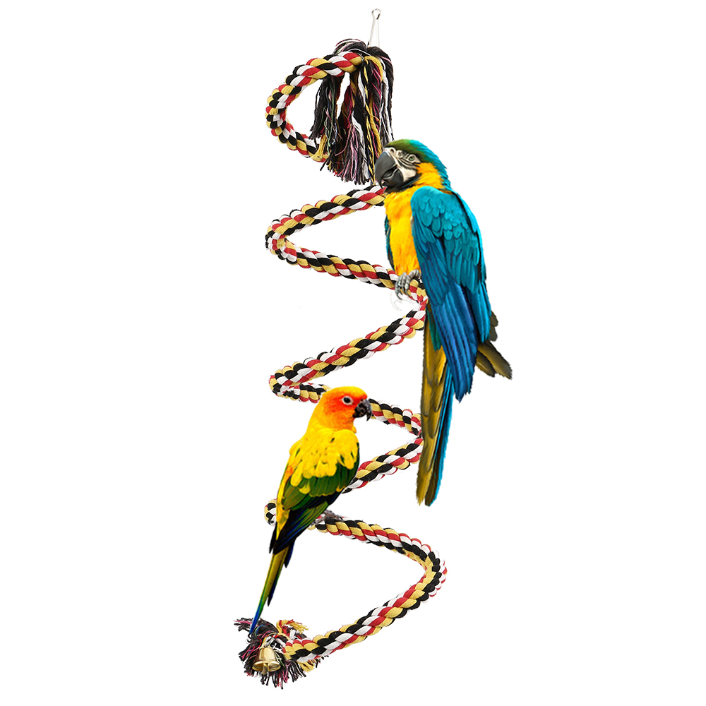 Large Parrot Climbing Toys Macaw African Grey Rope Stand Big Bird Spiral Perch Pet Accessory - 1