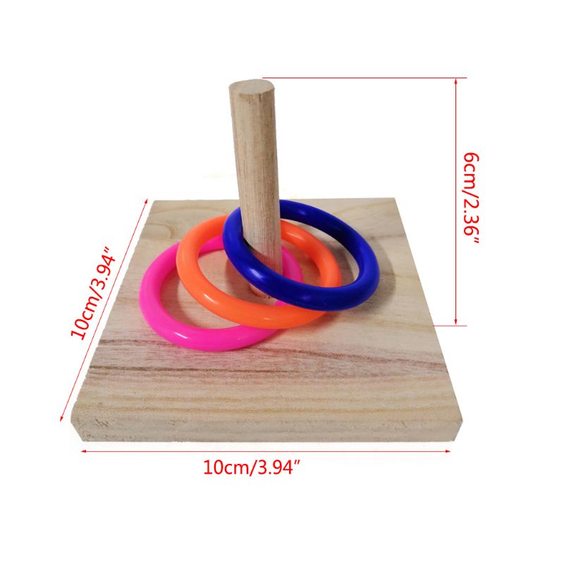 Wooden Bird Educational Toys Lovebird Parakeet Intelligence Training Stacking Rings Parrot Platform Pet Toy - 7