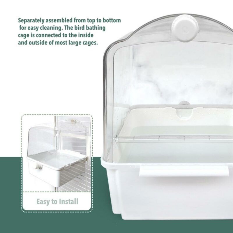 Large Multiuse Bird Bath Cage For Conures Cockatiels Parakeets Clear