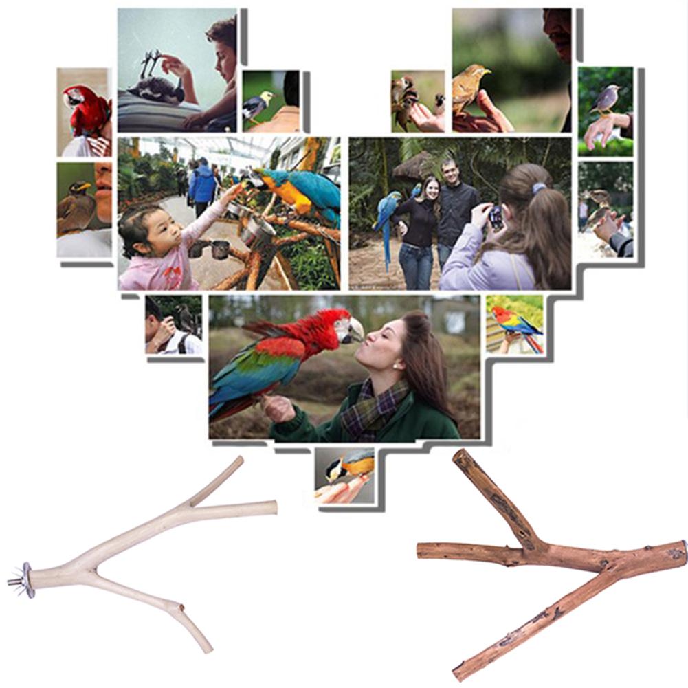 Interactive Parrot Perch Stand Wooden Birdcage Pole Claw Grinding Toy Bird Bite Stick Cage Accessories - 12