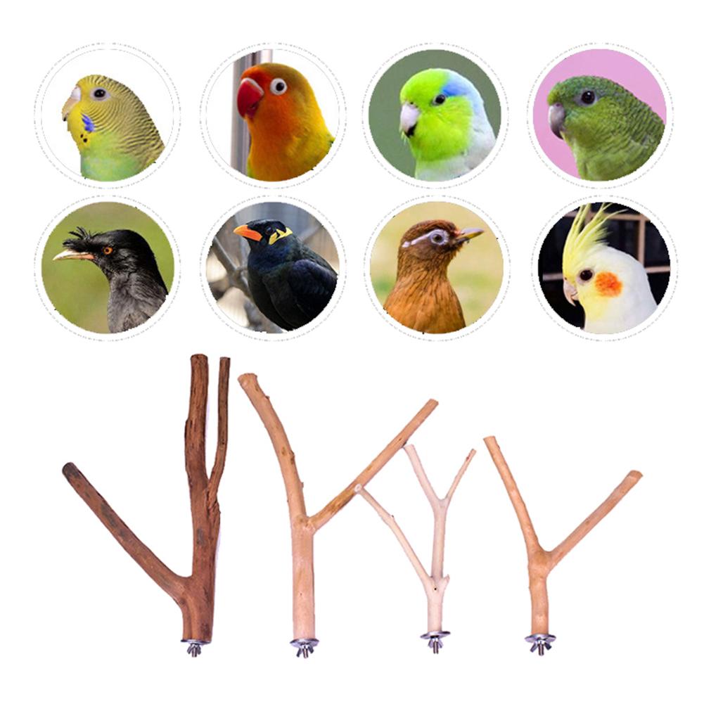 Interactive Parrot Perch Stand Wooden Birdcage Pole Claw Grinding Toy Bird Bite Stick Cage Accessories - 3