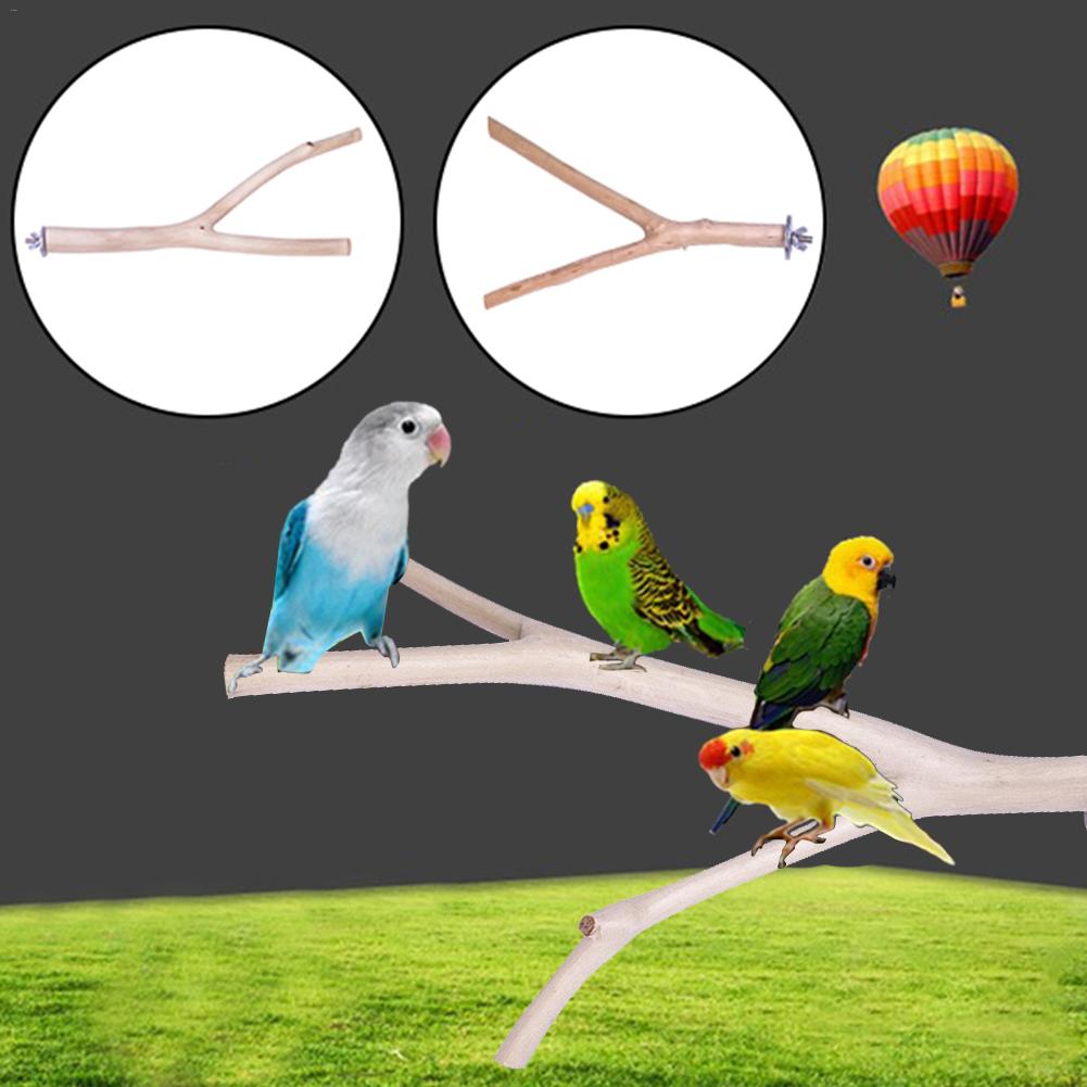 Interactive Parrot Perch Stand Wooden Birdcage Pole Claw Grinding Toy Bird Bite Stick Cage Accessories - 2