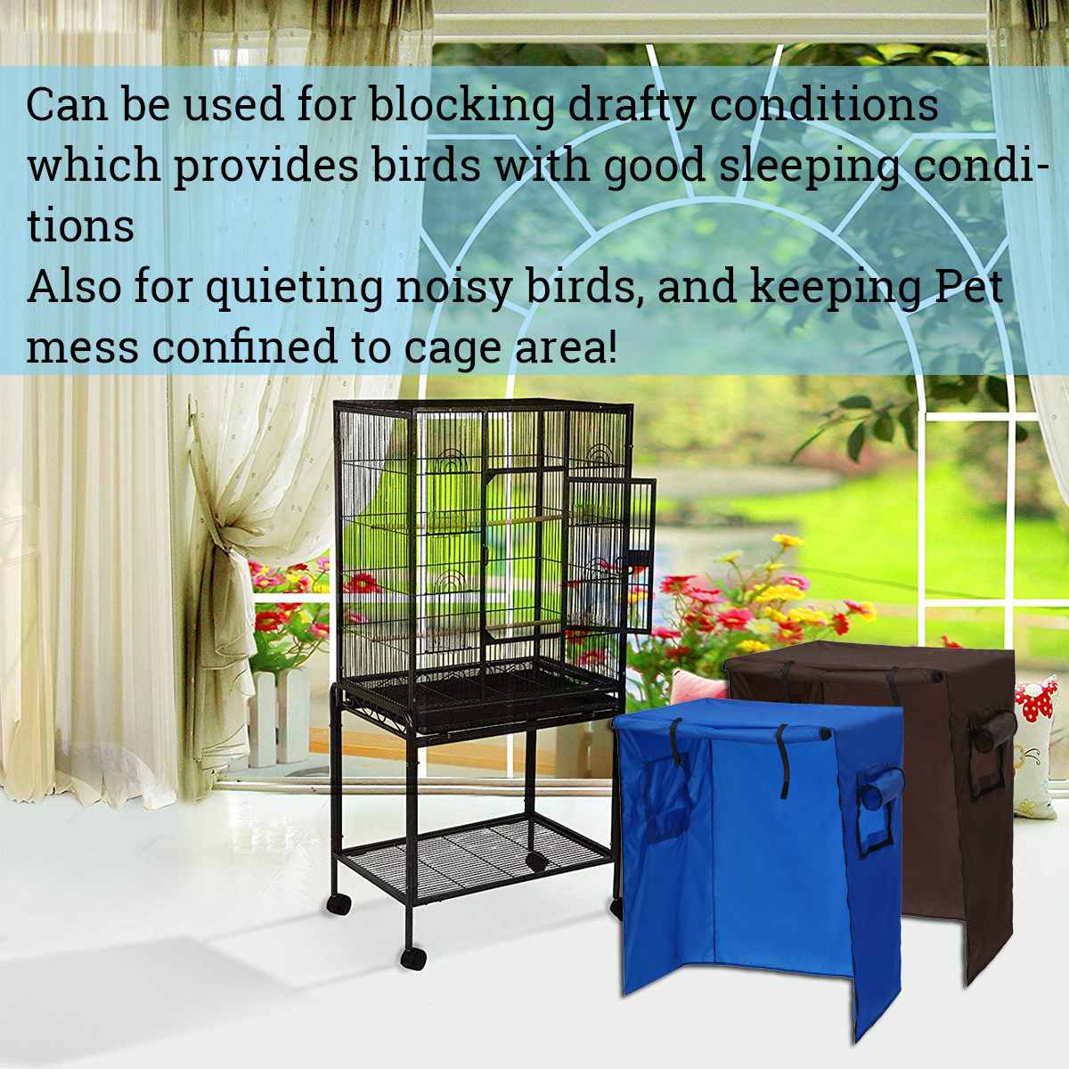 Universal Sunshade Bird Cage Cover Breathable Seed Catcher Dustproof Parrot Aviary Guard Skirt Bag - 2