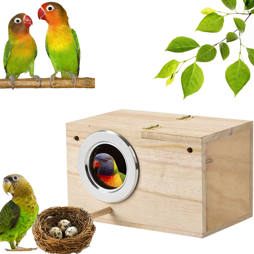 Wooden Bird Breeding Cages Parrotlets Lovebirds Nest House Parakeet Mating Box Decorative Dox Bird Nests De5 - 6