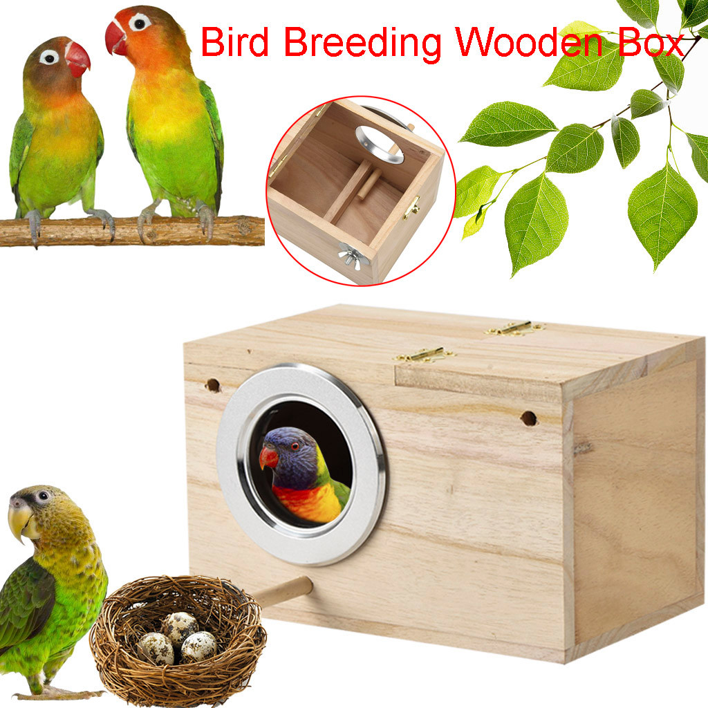 Wooden Bird Breeding Cages Parrotlets Lovebirds Nest House Parakeet Mating Box Decorative Dox Bird Nests De5 - 1