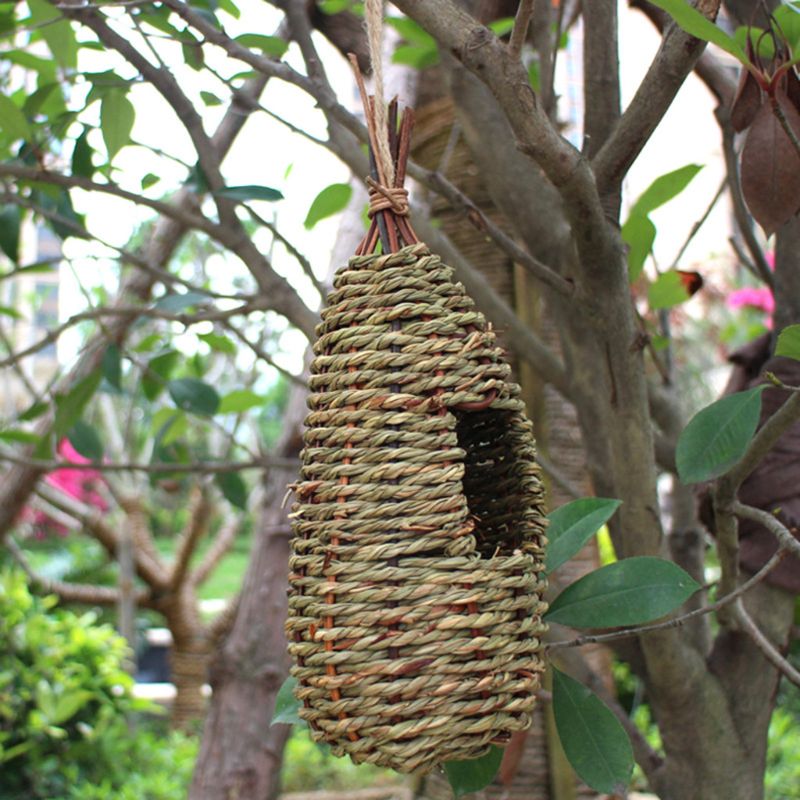 Outdoor Hanging Bird House Cage Natural Handcrafted Finch Nest Hut For Garden Decoration - 3