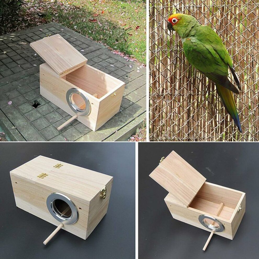 Wooden Bird Breeding Cage Nesting Box For Parakeets Finch Lovebird