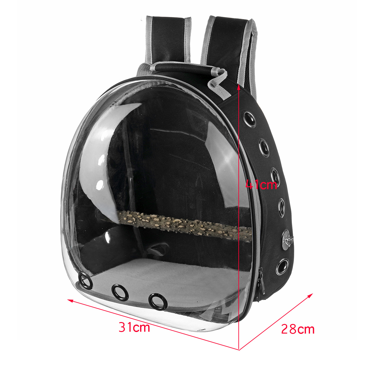 Breathable Outdoor Parrot Carrier Backpack Bird Cage Bag With Wood Perch And Space Capsule Feeder - 2