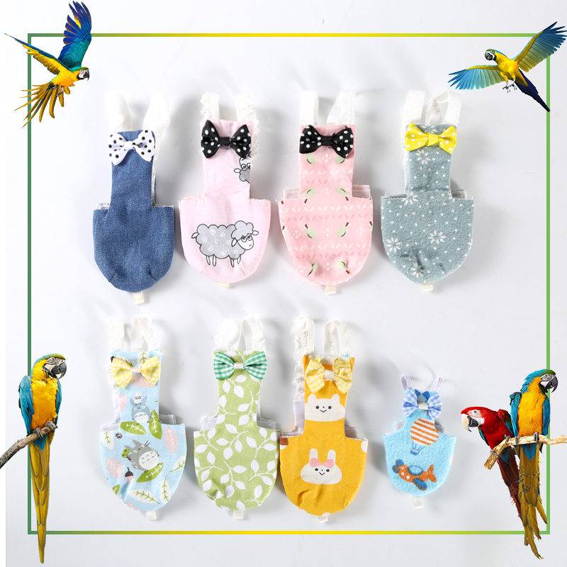 Handmade Pet Bird Diaper With Leash Cute Cockatiel Parrot Macaw Monk Parakeet Flying Suit Pants - 11