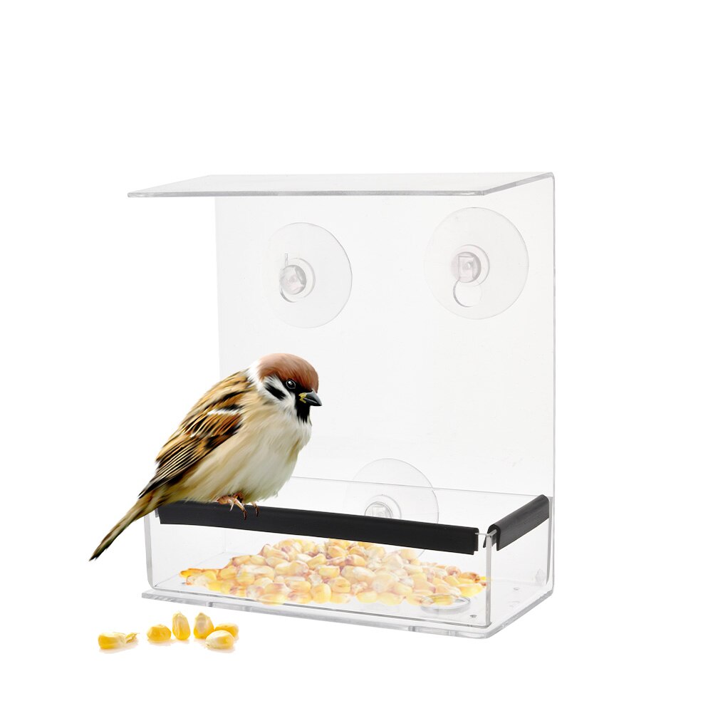 Transparent Acrylic Window Bird Feeder Squirrelproof Houseshaped Adsorption Mechanism Ideal For Birdwatching Durable Material - 7