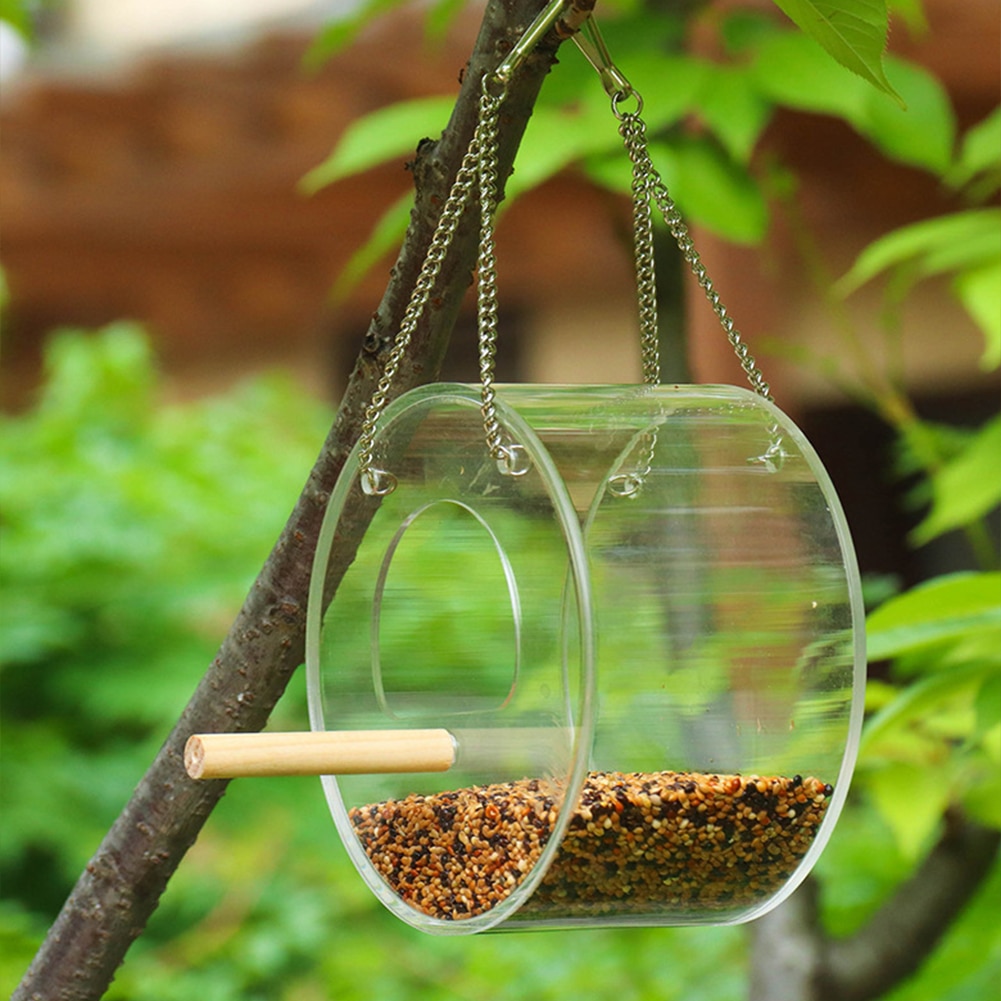 Outdoor Hanging Parrot Bird Feeder With Stand Antiscatter Food Box For Wild Birds Feeding Station - 4