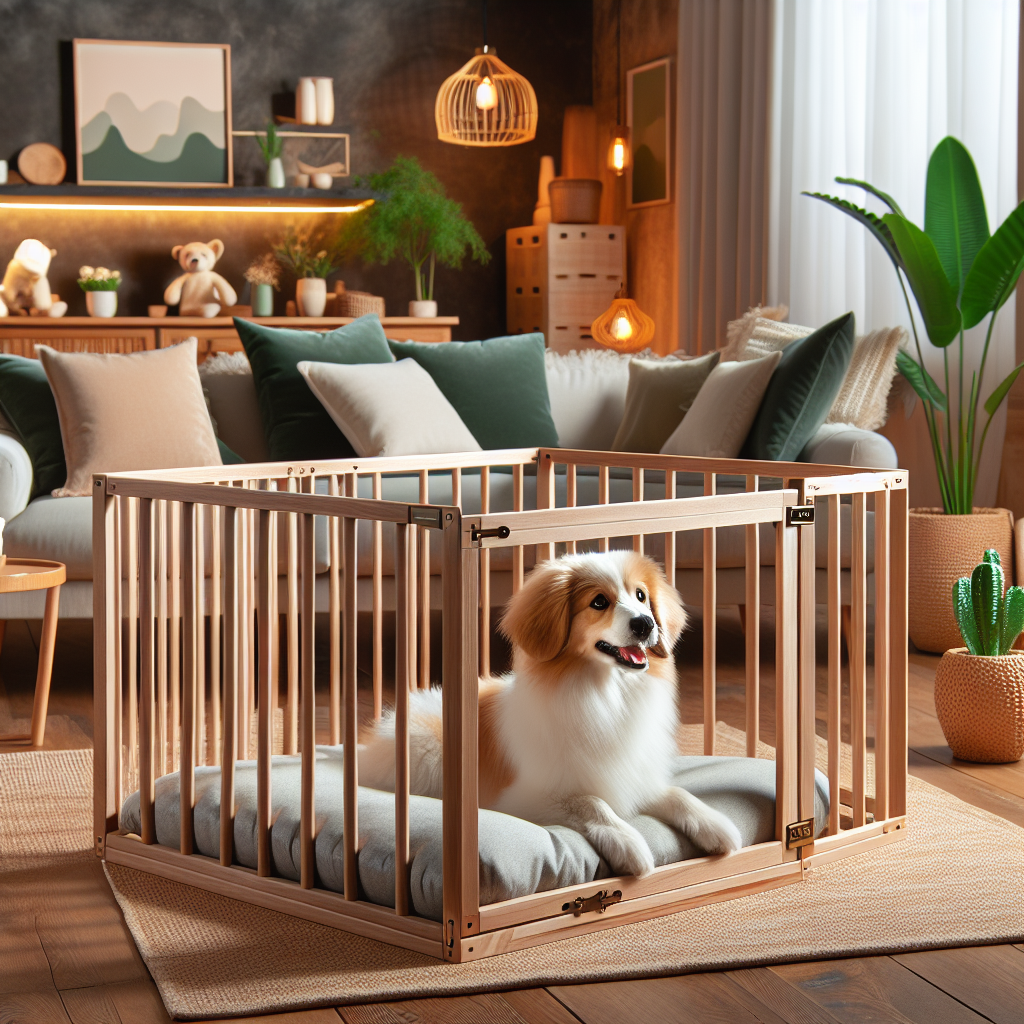 Incorporating a Stylish Wooden Playpen for Indoor Pet Containment and Safety  